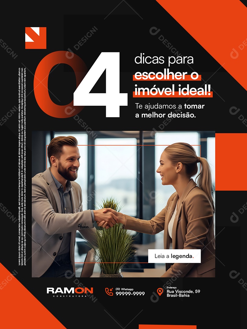 Construtora Quatro Dicas para Escolher o Imóvel Ideal Social Media PSD Editável