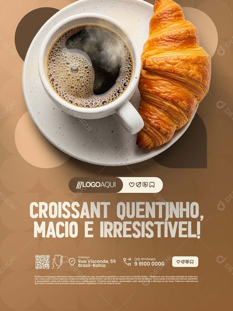 Padaria Croisssant Quentinho Social Media PSD Editável