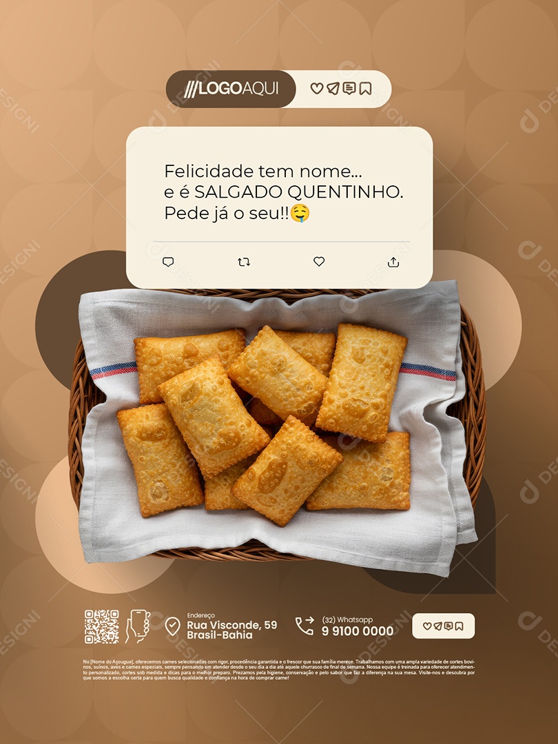 Padaria Felicidade Tem Nome Social Media PSD Editável