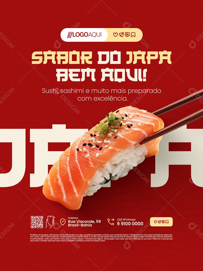 Restaurante Japa Sabor Do Japa Bem Aqui Social Media PSD Editável