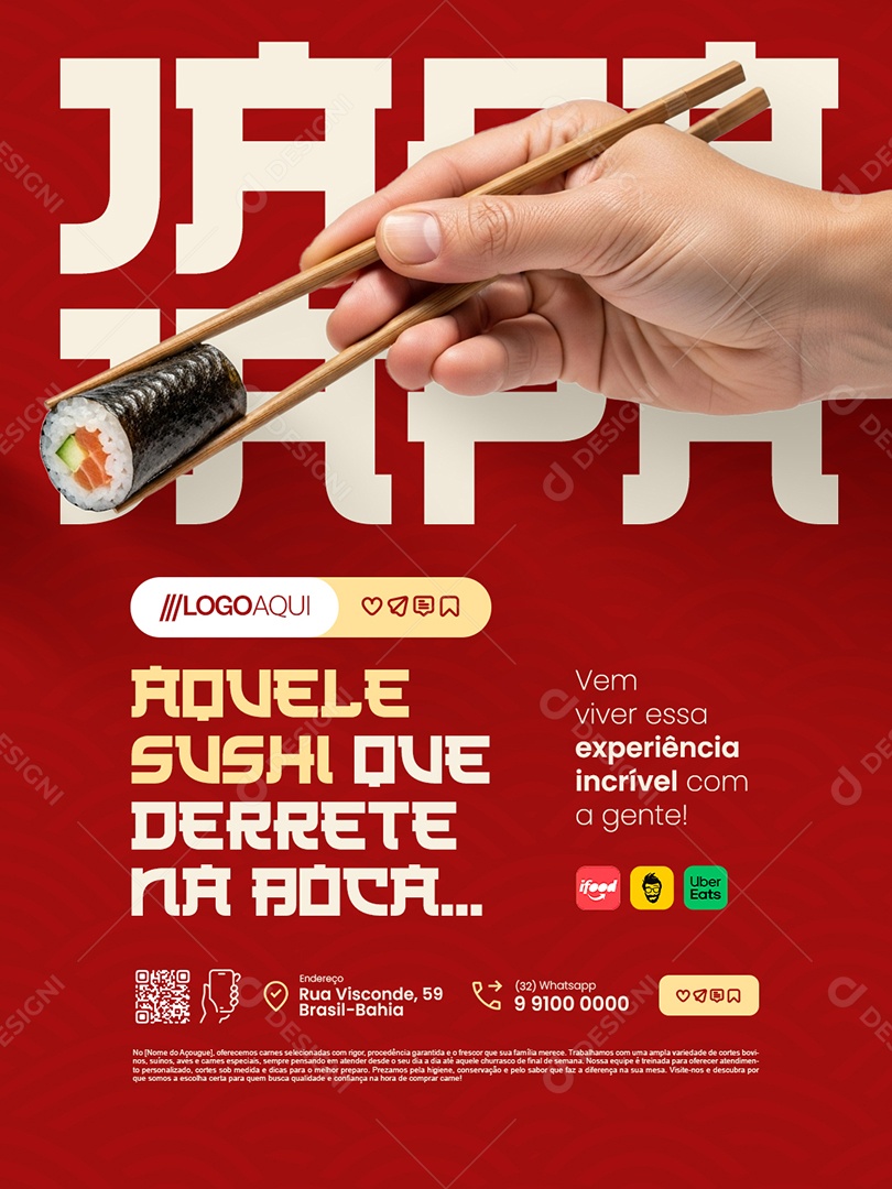 Restaurante Japa Aquele Sushi Social Media PSD Editável