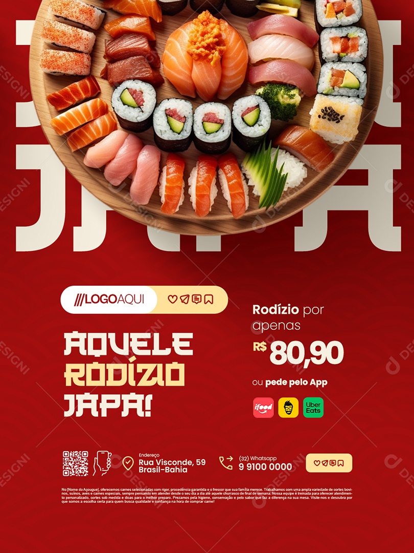 Restaurante Japa Aquele Rodízio Japa Social Media PSD Editável