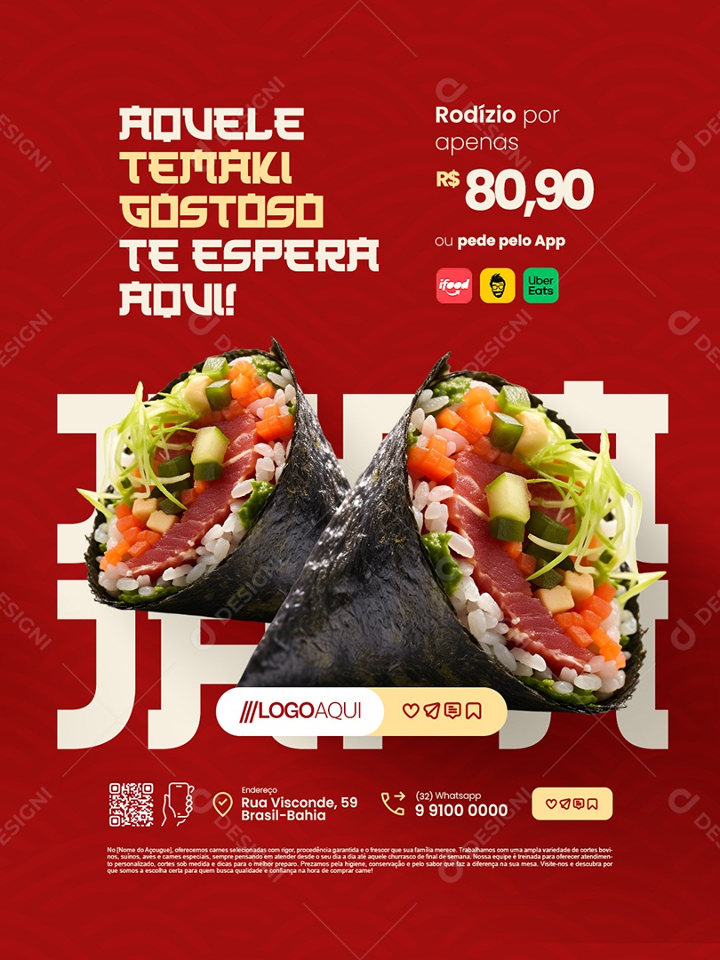 Restaurante Japa Aquele Temaki Gostoso Social Media PSD Editável