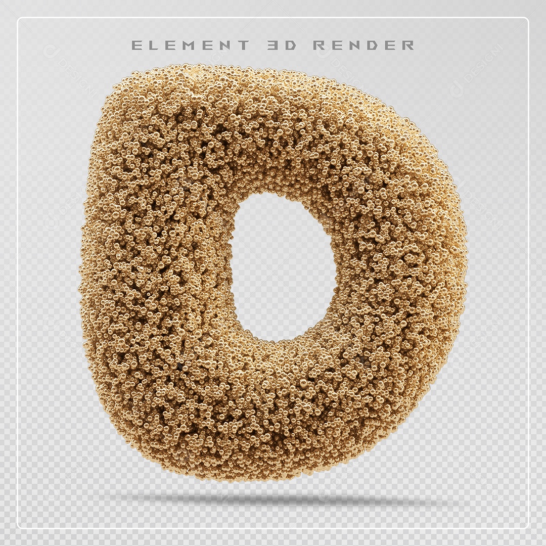 Elemento 3D Letra D Marrom Para Composição PSD