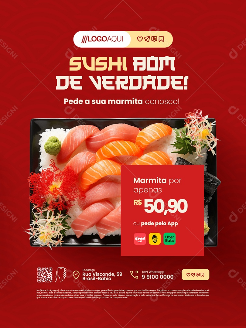 Restaurante Japa Sushi Bom de Verdade Social Media PSD Editável