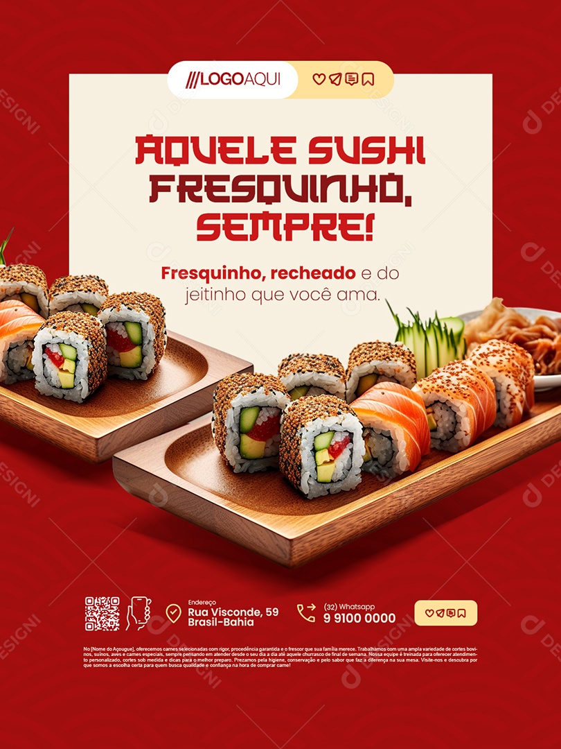 Restaurante Japa Aquele Sushi Fresquinho Social Media PSD Editável