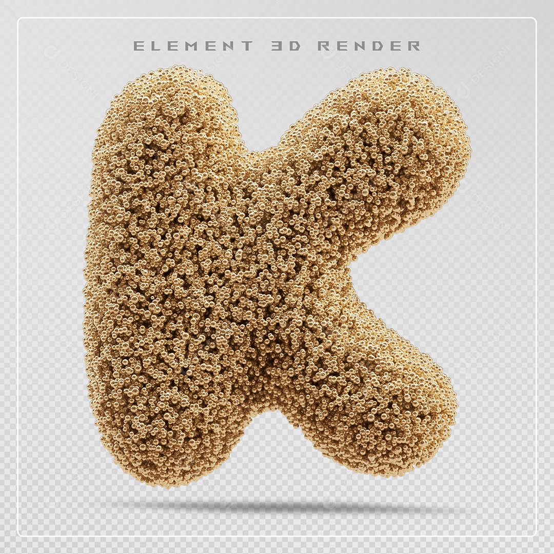 Elemento 3D Letra K Marrom Para Composição PSD