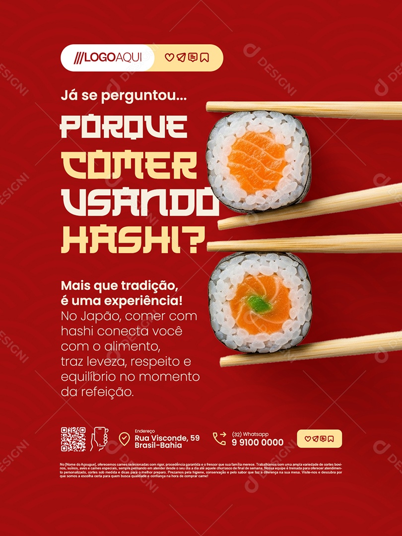 Restaurante Japa Já se Perguntou Social Media PSD Editável