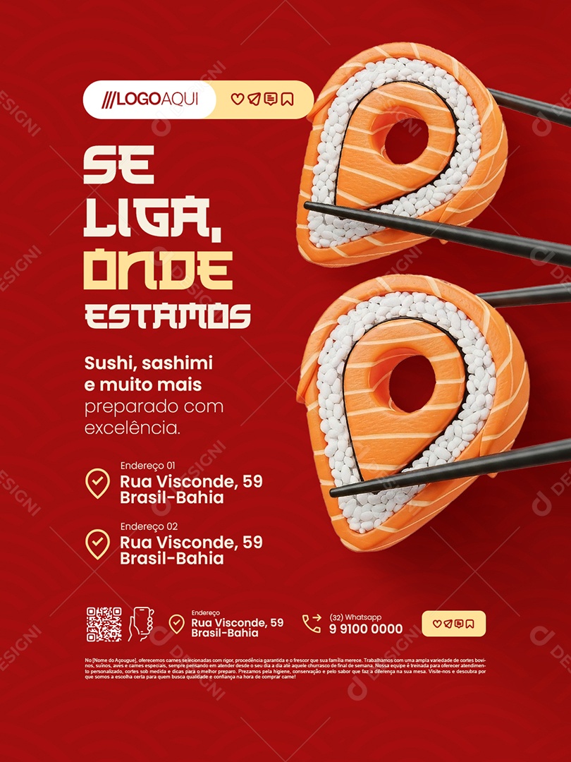 Restaurante Japa Se Liga Onde Estamos Social Media PSD Editável