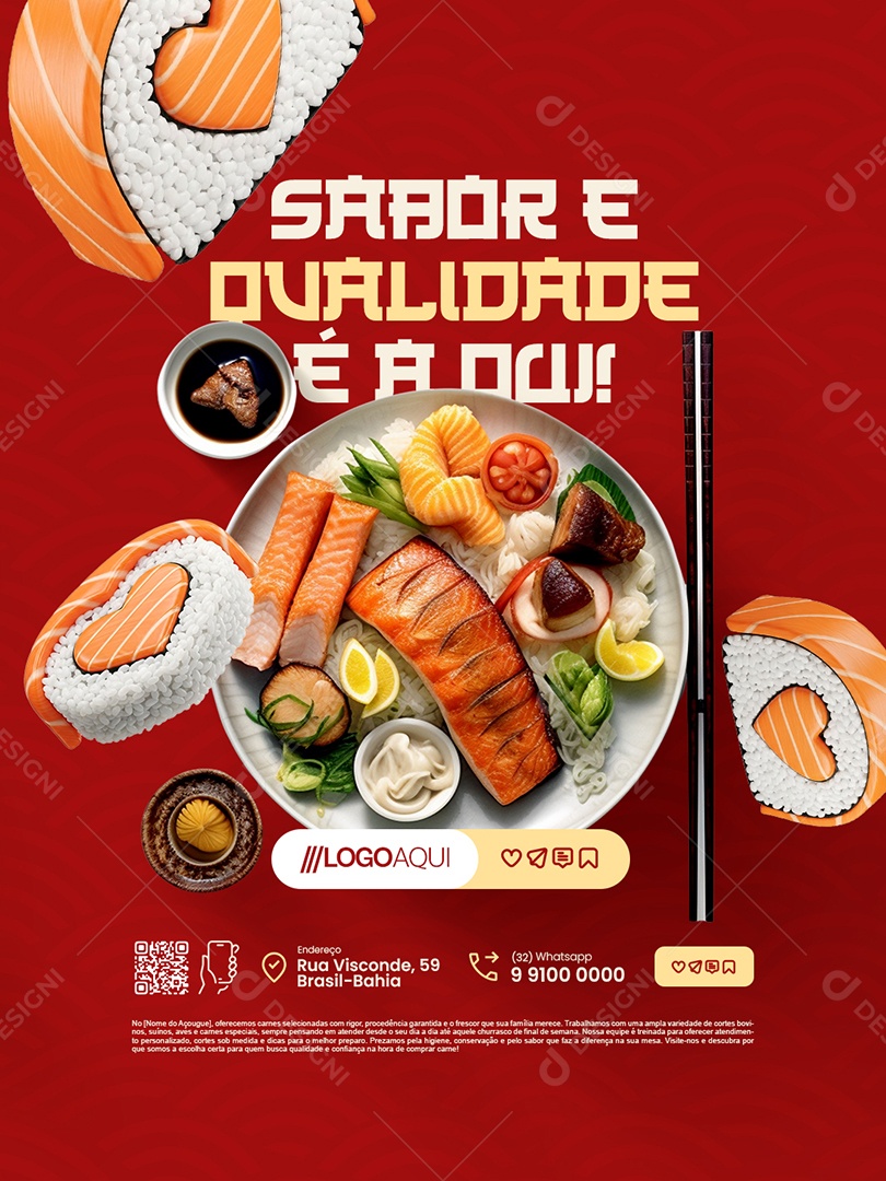 Restaurante Japa Sabor e Qualidade é Aqui Social Media PSD Editável