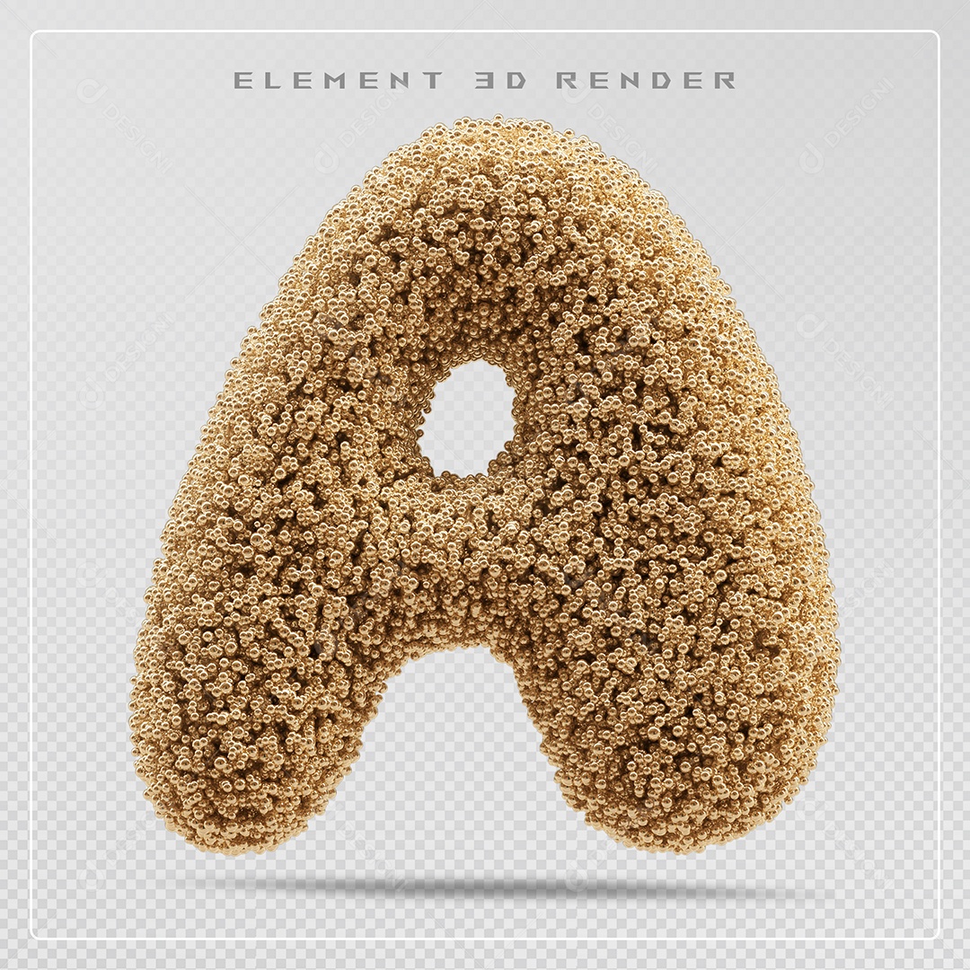 Elemento 3D Letra A Marrom Para Composição PSD