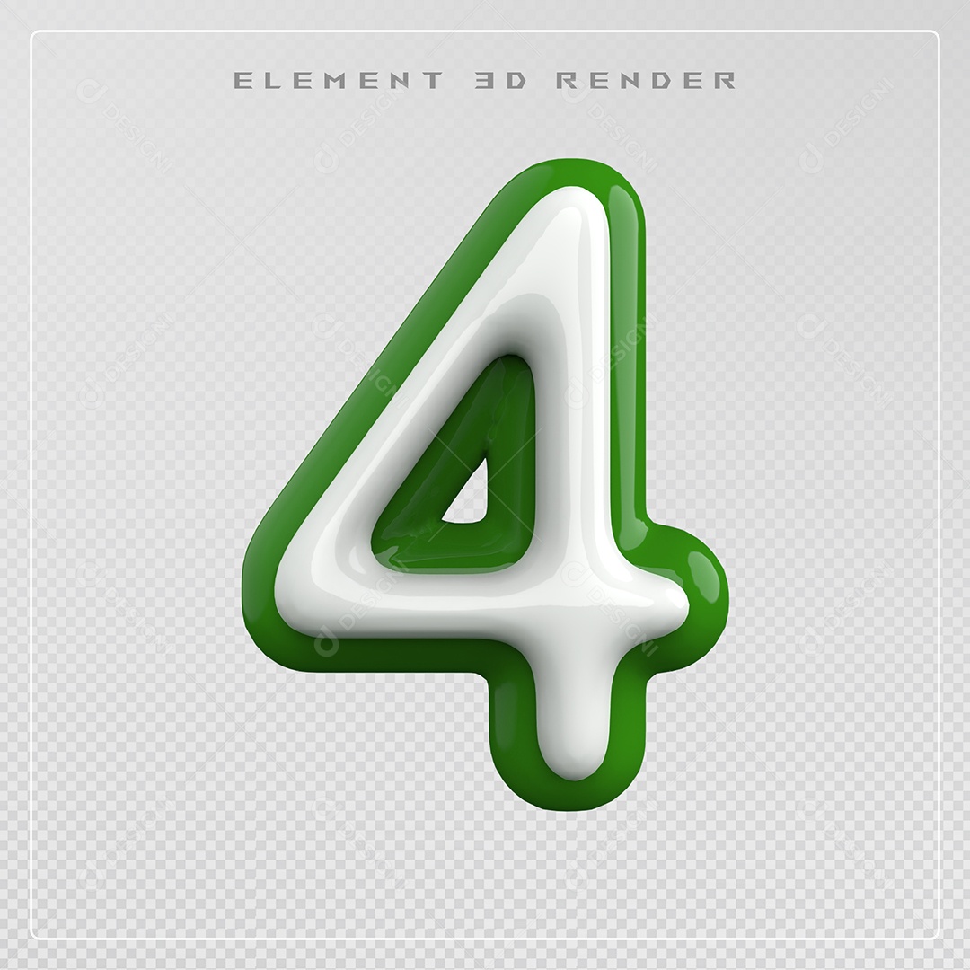 Elemento 3D Número 1 Verde e Branco para Composição PSD