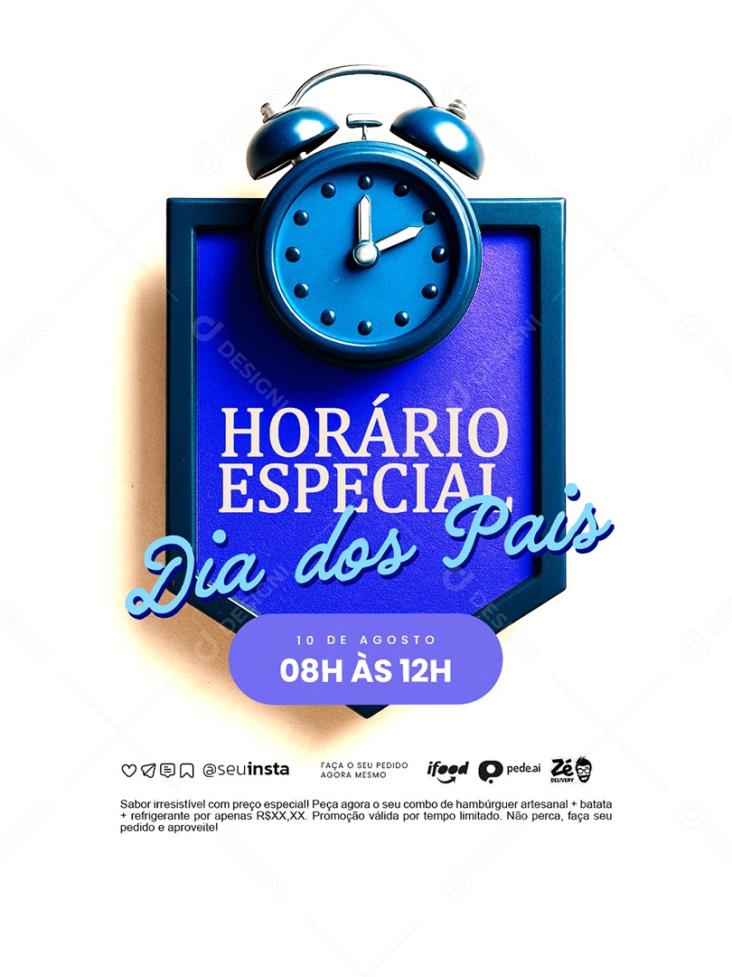 Horário Dia dos Pais 10 de Agosto Social Media PSD Editável