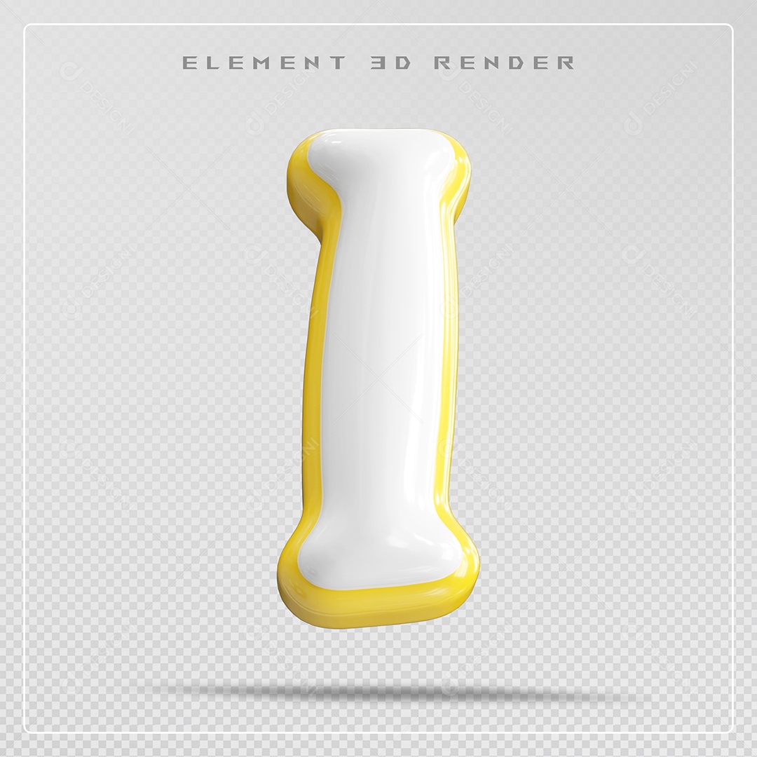 Elemento 3D Letra I Branco Para Composição PSD