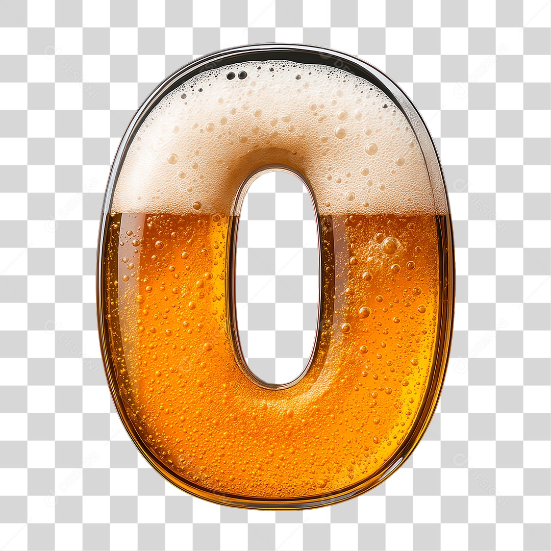 Número 0 Preenchido de Bebida PNG Transparente