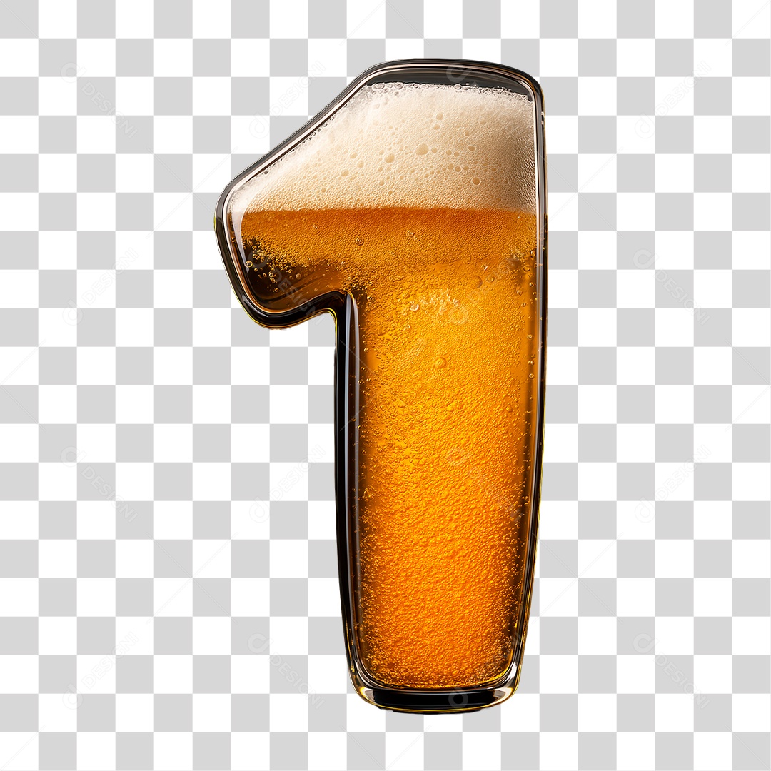 Número 1 Preenchido de Bebida PNG Transparente