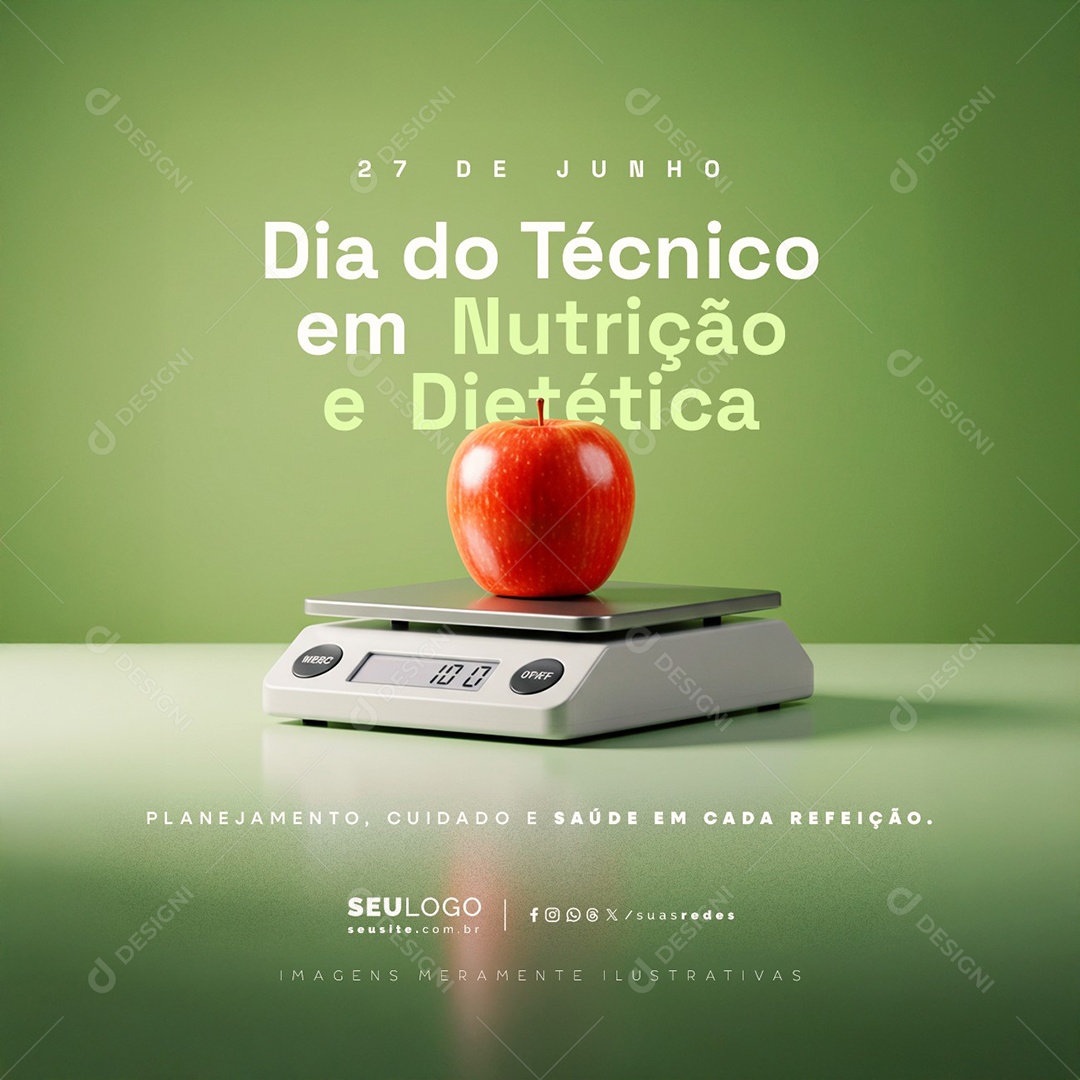 Dia do Técnico em Nutrição e Dietética 27 de Junho Social Media PSD Editável