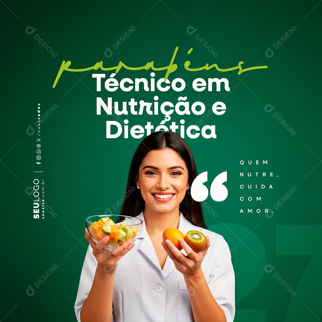 Dia do Técnico em Nutrição e Dietética 27 de Junho Parabéns Social Media PSD Editável