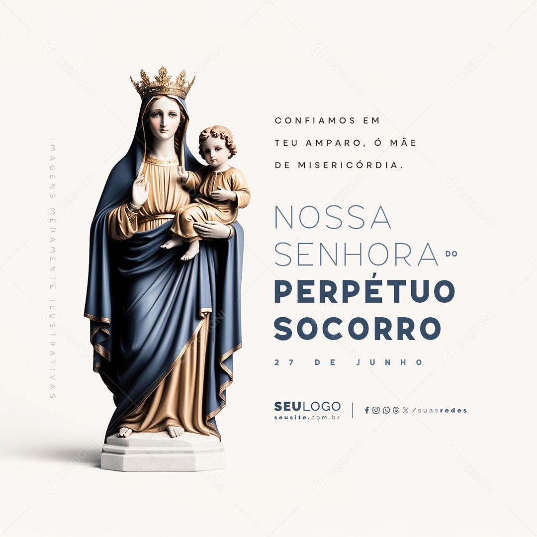 Dia de Nossa Senhora do Perpétuo Socorro 27 de Junho Social Media PSD Editável