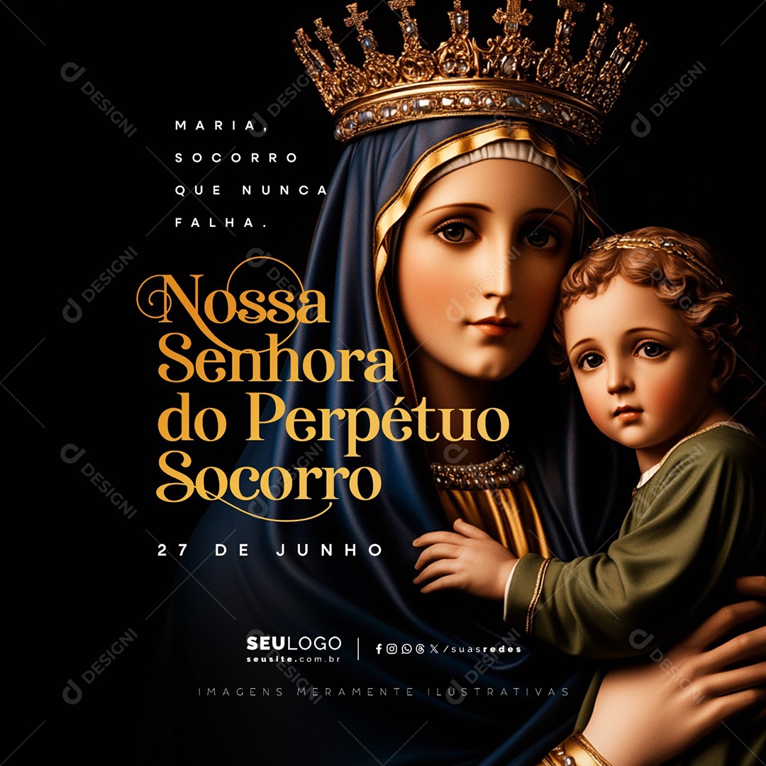 Dia de Nossa Senhora do Perpétuo Socorro 27 de Junho Social Media PSD Editável