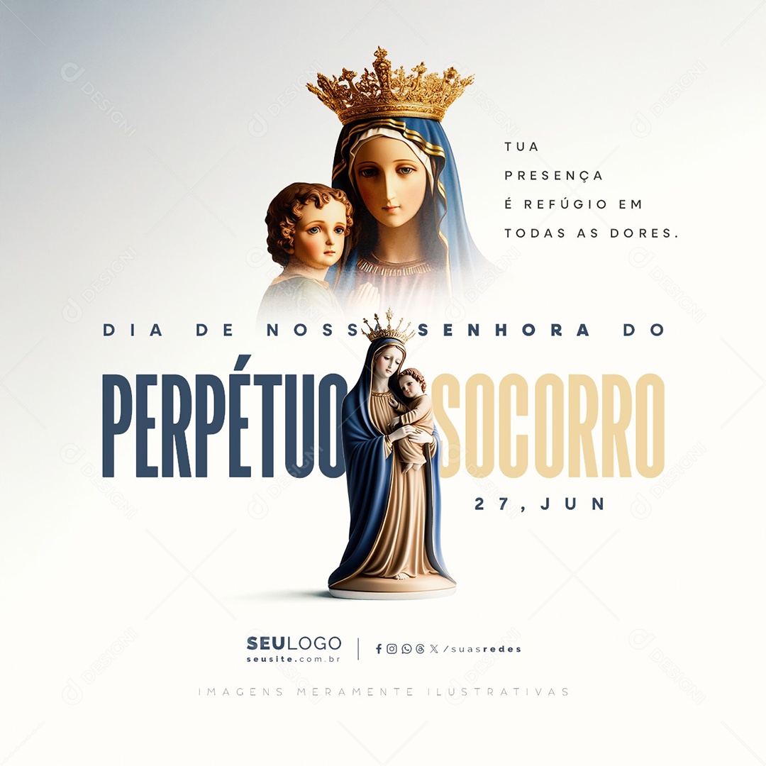 Dia de Nossa Senhora do Perpétuo Socorro 27 de Junho Social Media PSD Editável