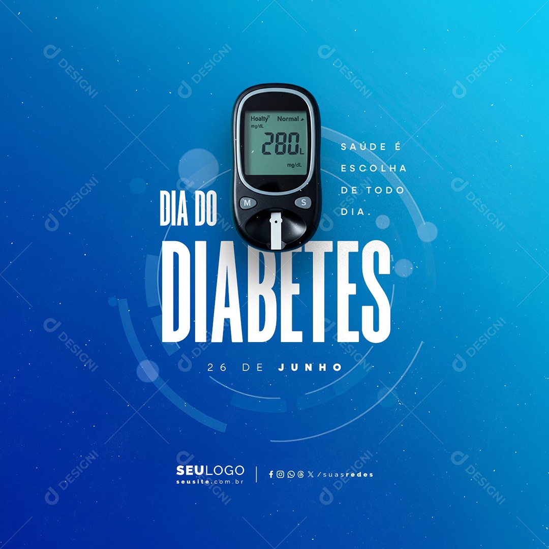 Dia do Diabetes 26 de Junho Social Media PSD Editável