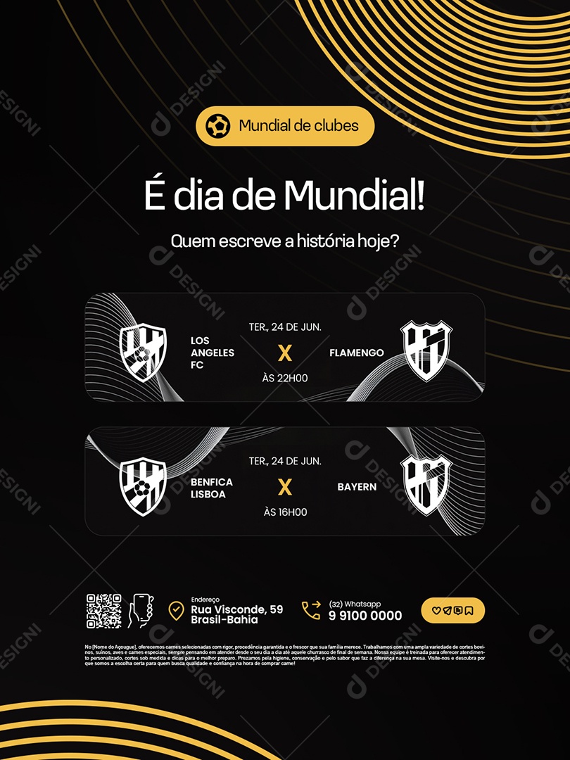 Jogos Mundial de Clubes É Dia de Mundial Social Media PSD Editável