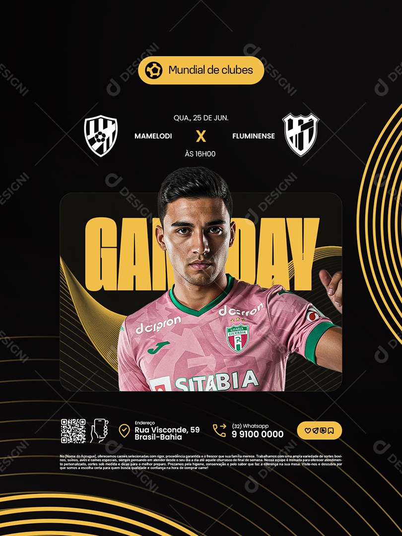 Jogos Mundial de Clubes Game Day Social Media PSD Editável