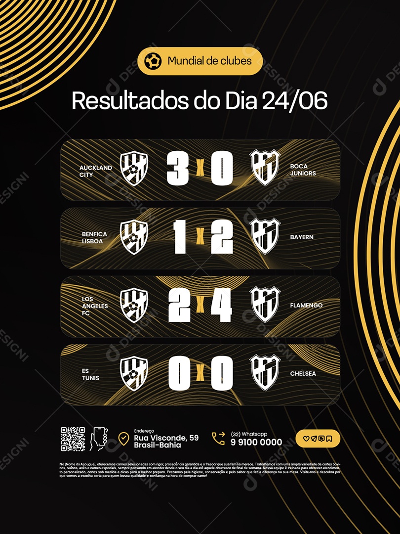Jogos Mundial de Clubes Resultados do Dia Social Media PSD Editável