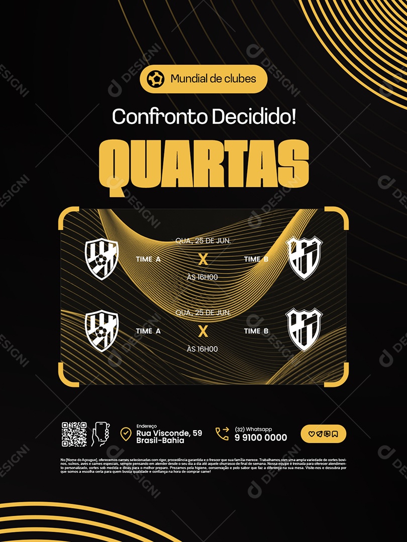Jogos Mundial de Clubes Confronto Decidido Quartas Social Media PSD Editável