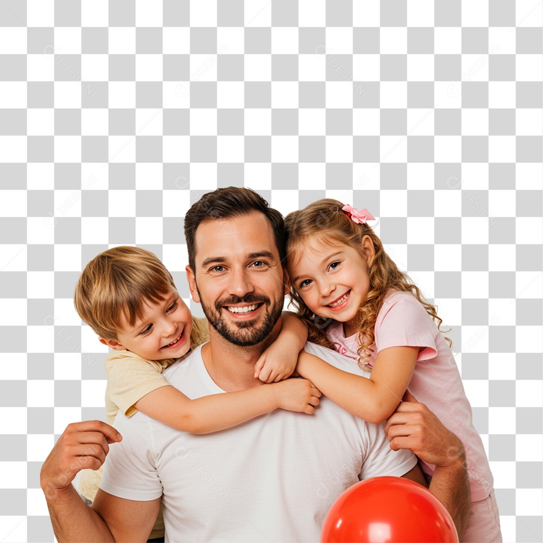 Pai e Filhos Sorrindo PNG Transparente