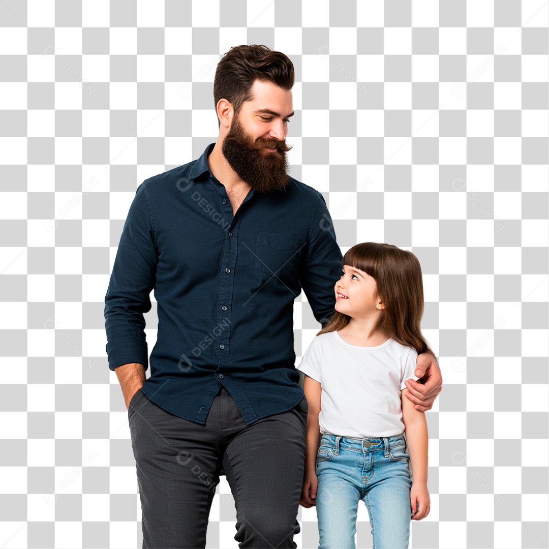 Pai e Filha Sorrindo PNG Transparente