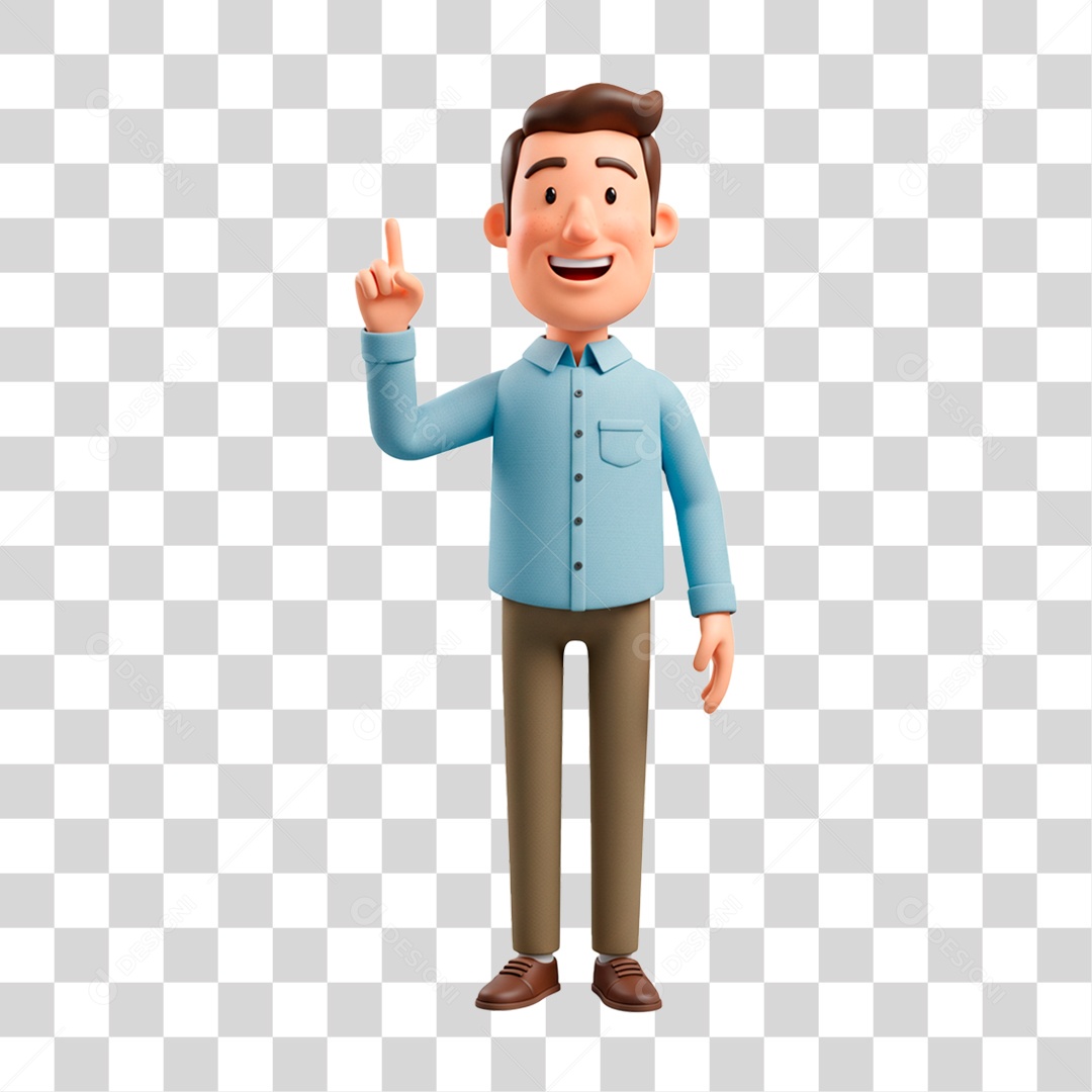 Personagem Homem Apontando pra Cima PNG Transparente