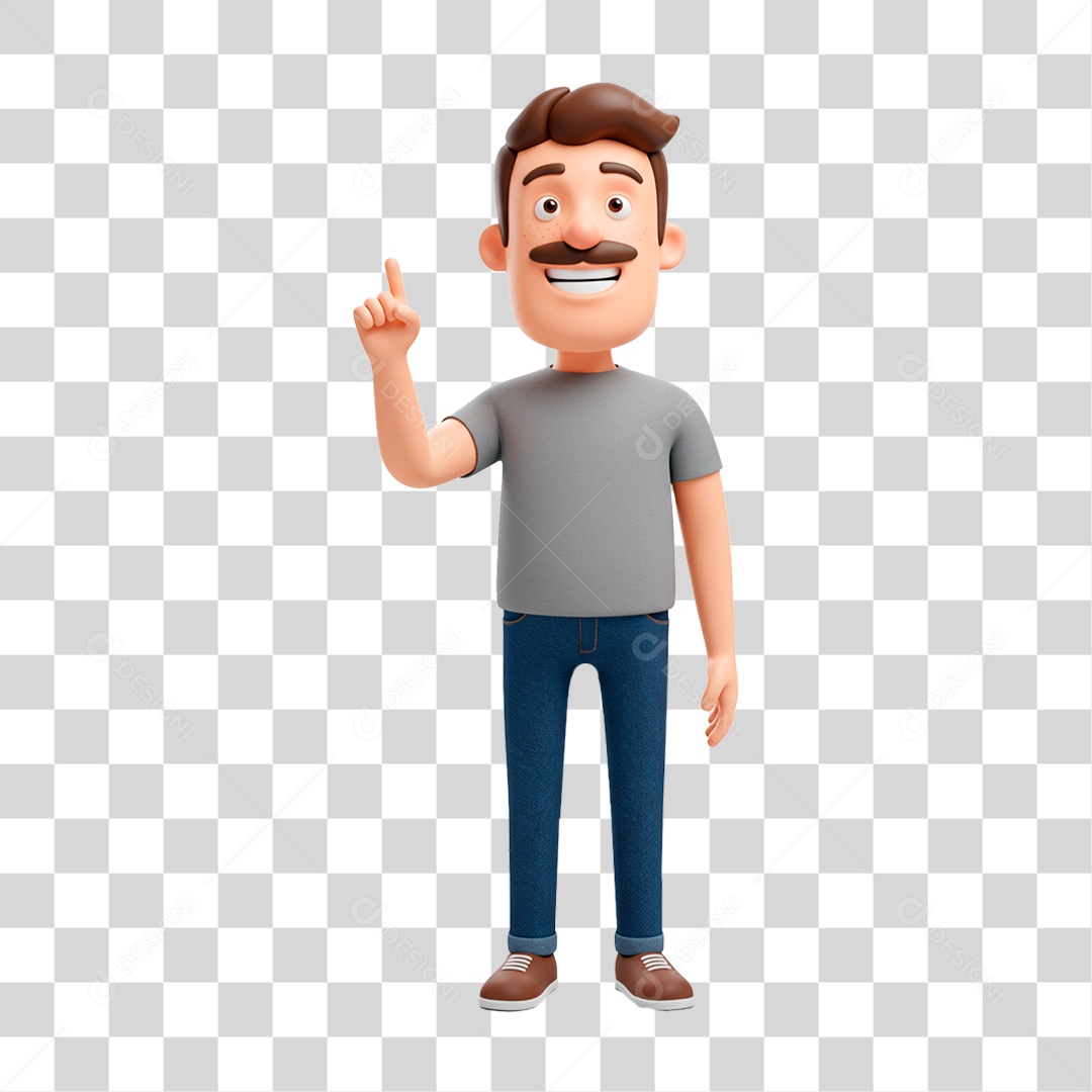 Personagem Homem Apontando pra Cima PNG Transparente