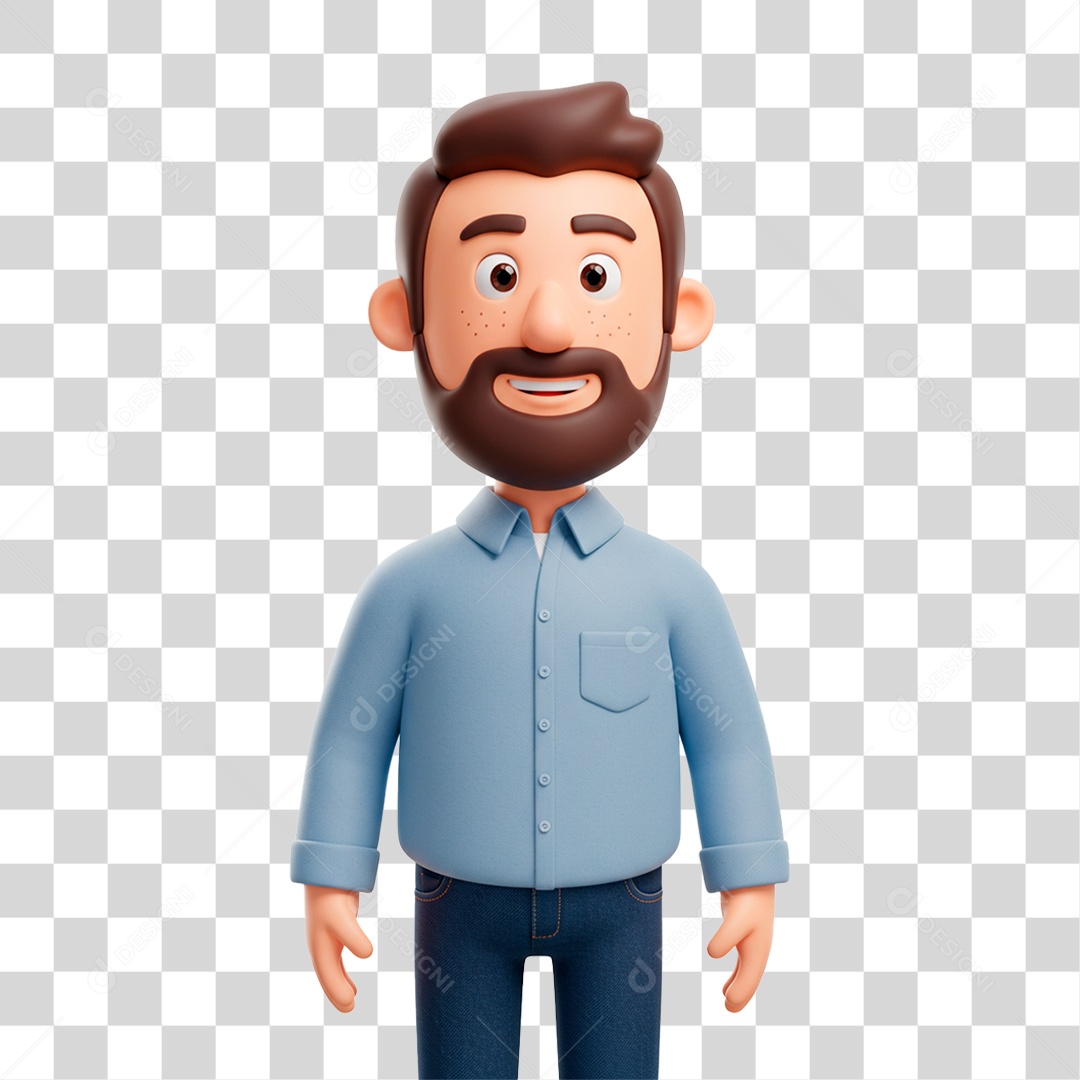 Personagem Homem Sorrindo PNG Transparente