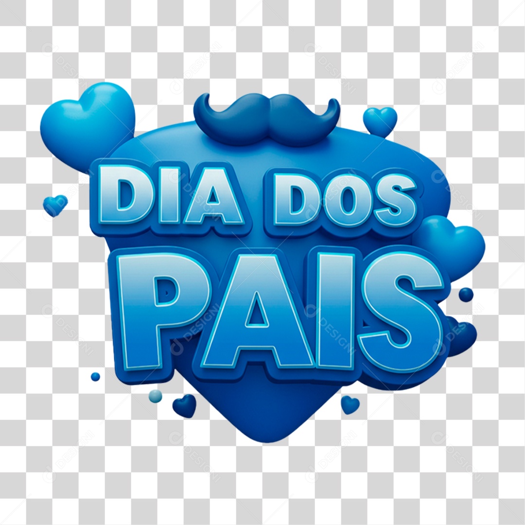 Selo 3D Dia dos Pais PNG Transparente