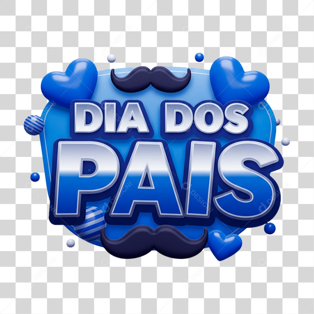 Selo 3D Dia dos Pais PNG Transparente