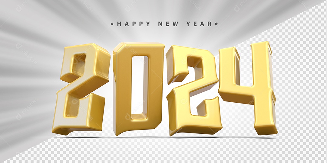 Feliz Ano Novo 2024 Amarelo Social Media PSD Editável