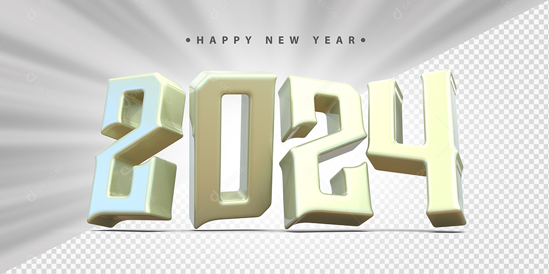 Feliz Ano Novo 2024 Amarelo Social Media PSD Editável