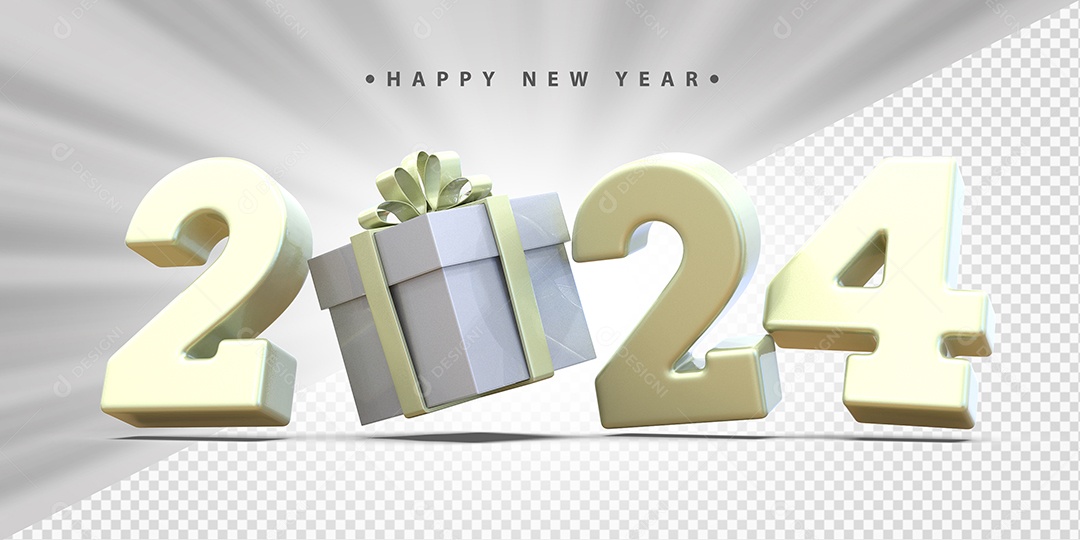 Feliz Ano Novo 2024 Amarelo Social Media PSD Editável