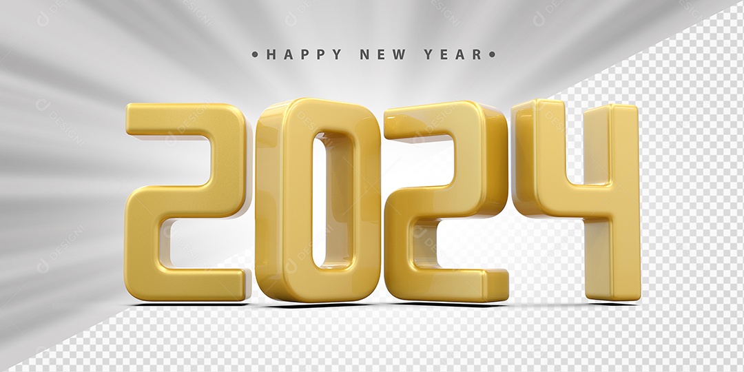 Feliz Ano Novo 2024 Amarelo Social Media PSD Editável