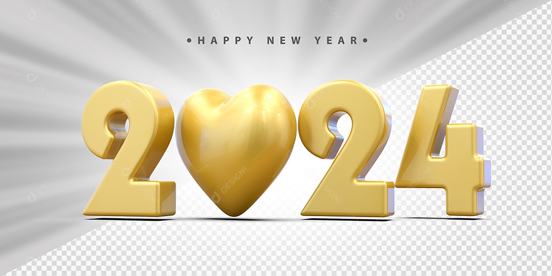 Feliz Ano Novo 2024 Amarelo Social Media PSD Editável