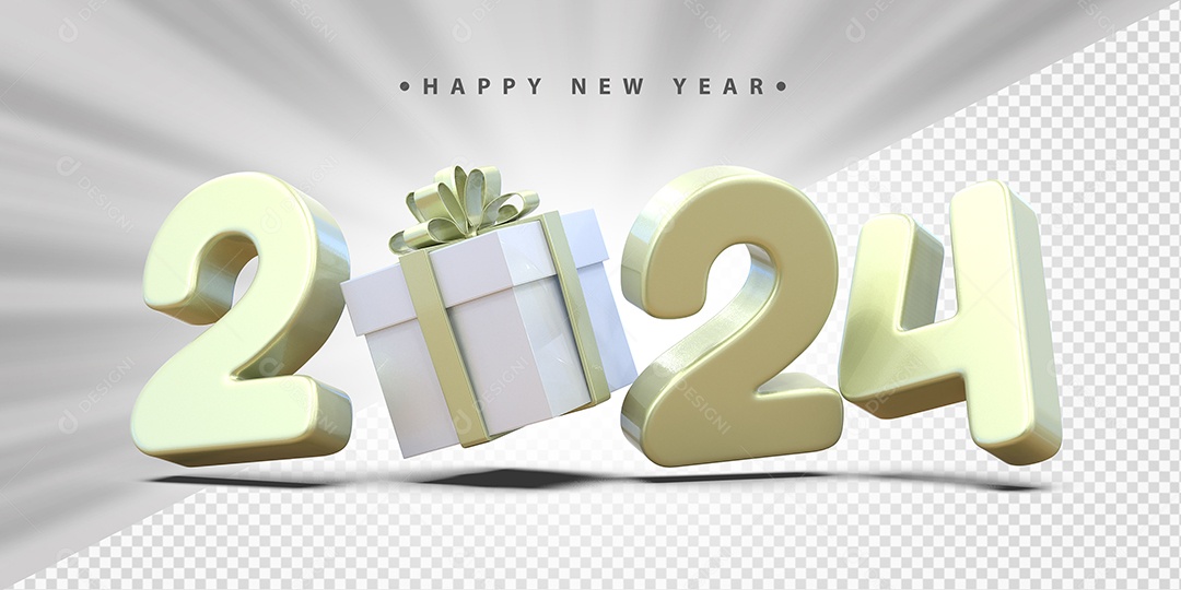 Feliz Ano Novo 2024 Amarelo Social Media PSD Editável