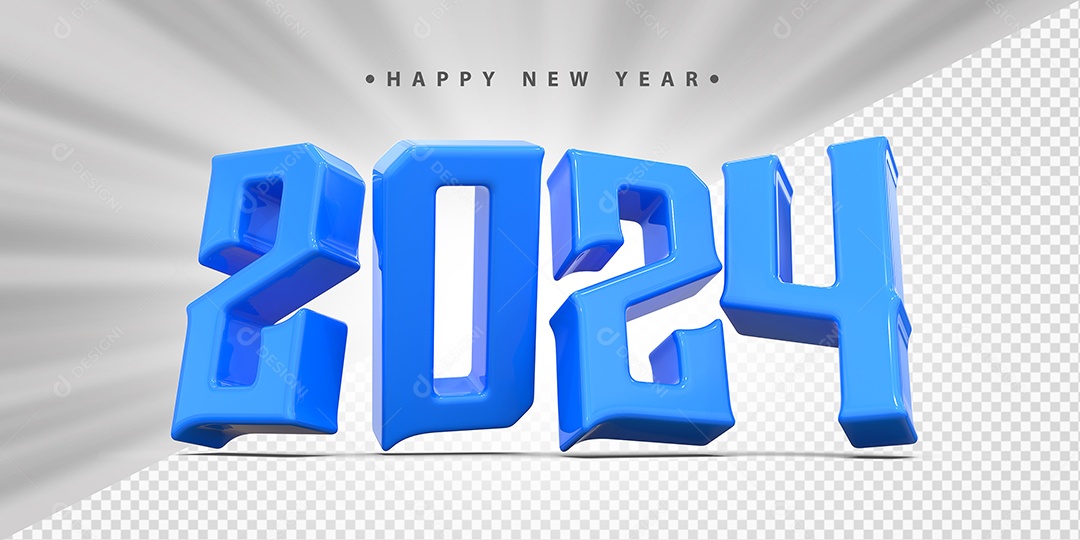 Feliz Ano Novo 2024 Azul Social Media PSD Editável