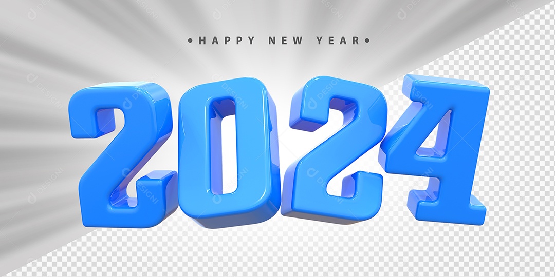 Feliz Ano Novo 2024 Azul Social Media PSD Editável
