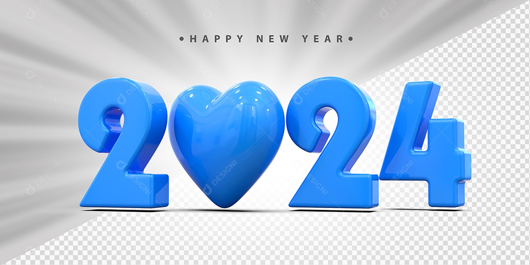 Feliz Ano Novo 2024 Azul Social Media PSD Editável