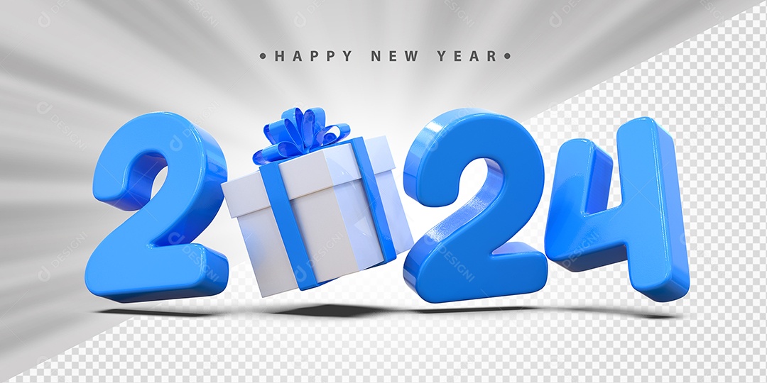 Feliz Ano Novo 2024 Azul Social Media PSD Editável