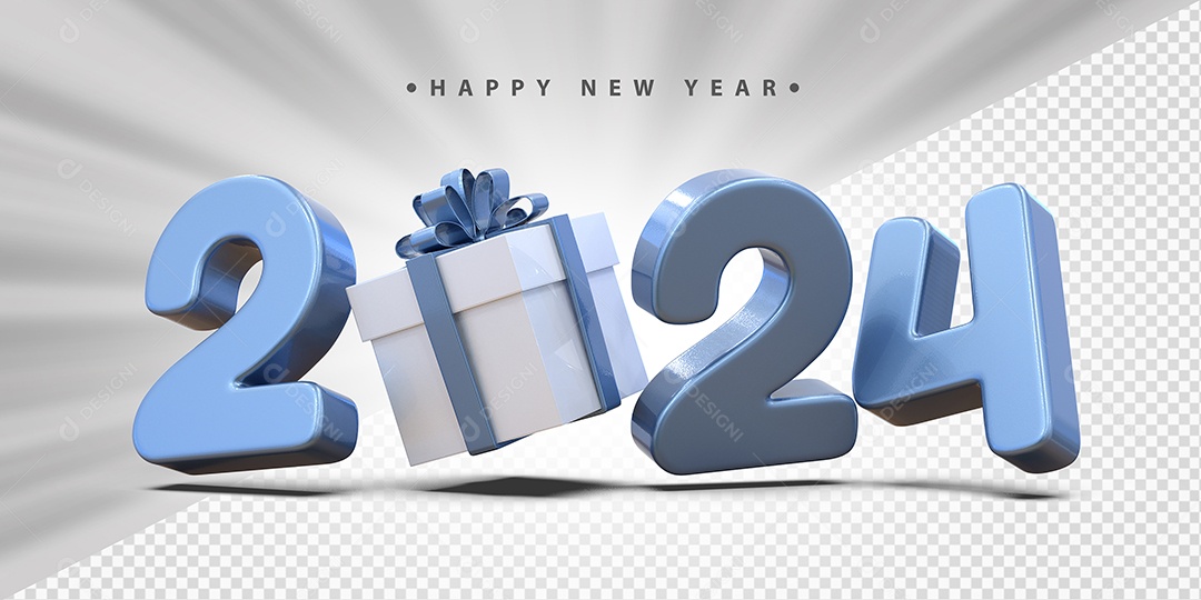 Feliz Ano Novo 2024 Azul Social Media PSD Editável