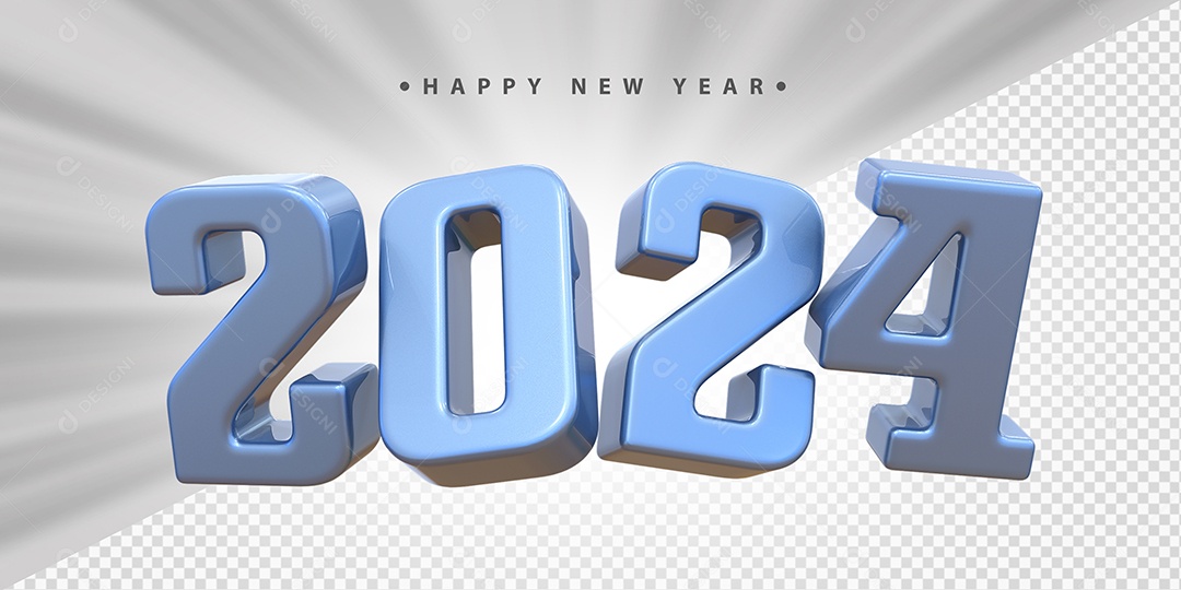 Feliz Ano Novo 2024 Azul Social Media PSD Editável