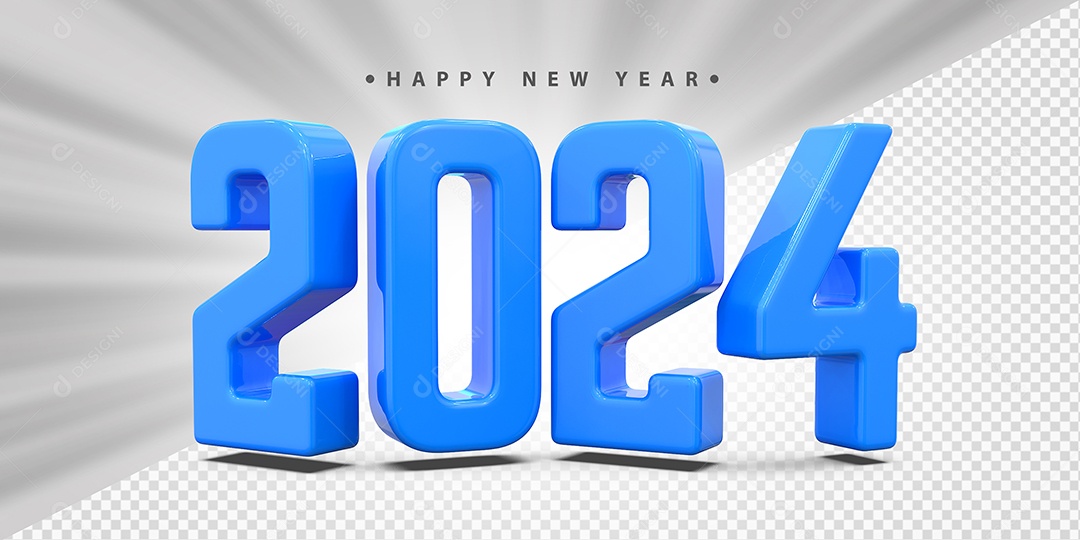 Feliz Ano Novo 2024 Azul Social Media PSD Editável